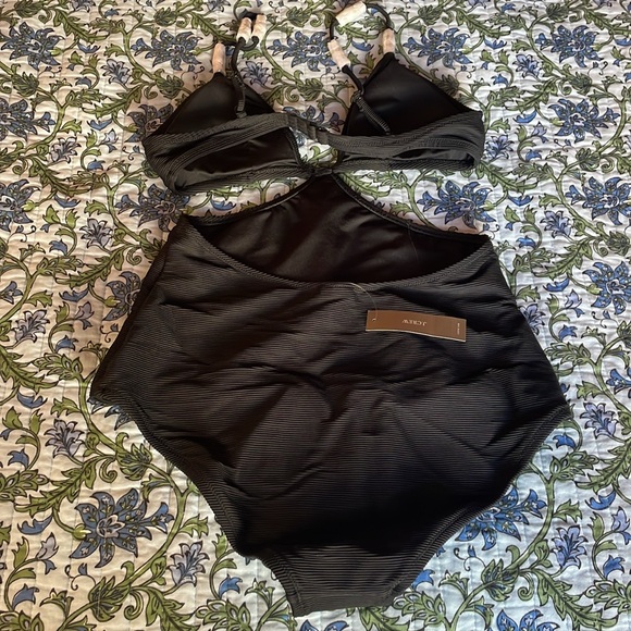 JCrew Ribbed Cutout black swimsuit with pearls - NWT - size 8 - Picture 5 of 6